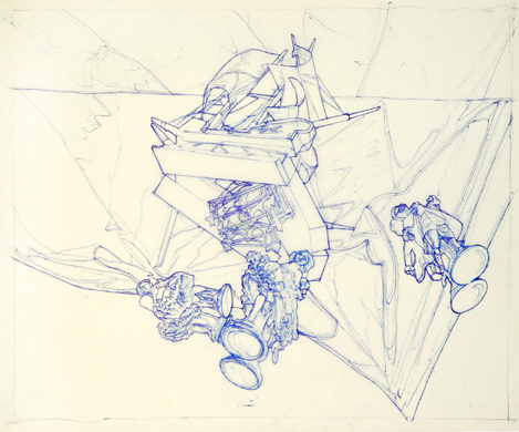  Shipwreck - 1987, pen on tracing paper, 45.5x55.5cms