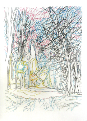  Road I. (Winter in Horsk Park) - 2006, pencil on cardboard, 69x96cms