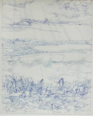  Confluence II. - 2009, pen, pencil on tracing paper, 110x85cms