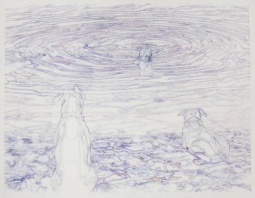  Early evening swim - 2009, Pen on tracing paper, 100x130cms
