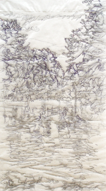  Floods II - 2004, pen, pencil on tracing paper, 145x80cms