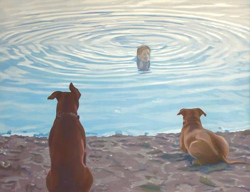  Early evening swim - 2009, oil on canvas, 100x130cms